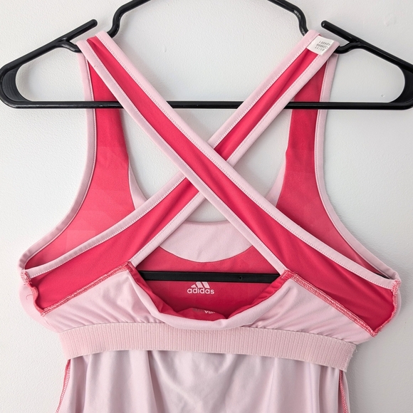 Adidas Women's Pink Performance Tank Top With Crossed Back ~ Size Medium - Picture 6 of 9